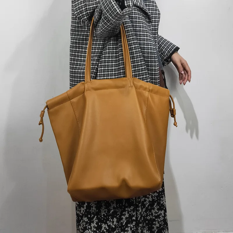 

2020 Women New Fashion Exquisite PU Large Capacity Concise Retro Solid All-match Tote Bag Shoulder Bag Crossbody Office Daily