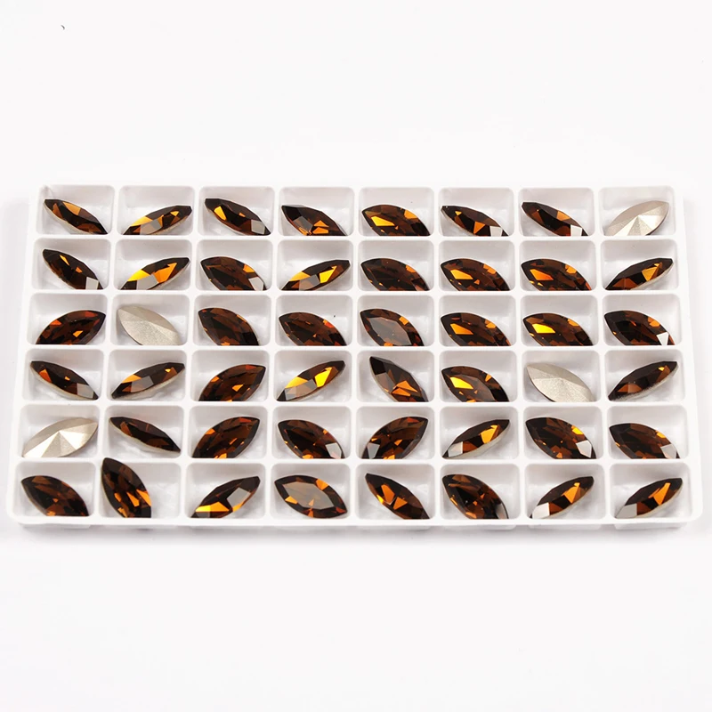 YANRUO 4200 все размеры дымчатый топаз Navette стразы сзади с конскими глазами камни для