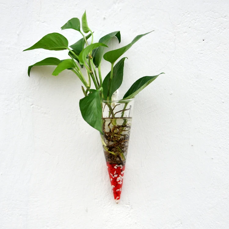 Креативная домашняя комната конус стеклянная мини настенная ваза с водой для