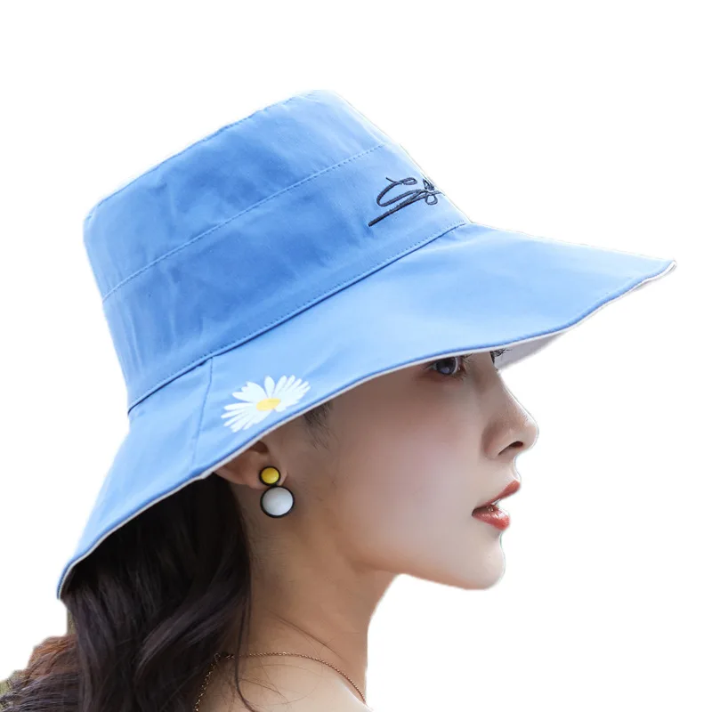 

Summer Beach Foldable Neck Anti-Ultraviolet Hats New Fashion Women Floppy Cotton Sun Hat With Bow Wide Large Brim Cap