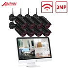 ANRAN 3MP домашняя CCTV видео комплект безопасности Камеры Скрытого видеонаблюдения Системы 1296P открытый Ночное видение Wi-Fi камеры 15 дюймовый монитор NVR Kit