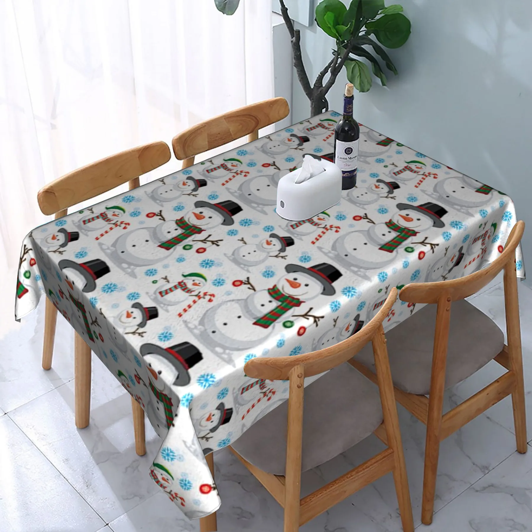 

Kawaii Tablecloth Little Snowman Series Anti-fouling and oil-proof, suitable for dining table, coffee table, desk