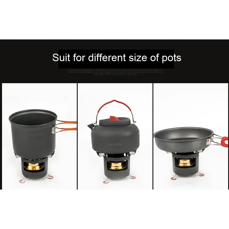 Alocs портативный чайник для кемпинга набор приготовления пищи посуда спиртовая