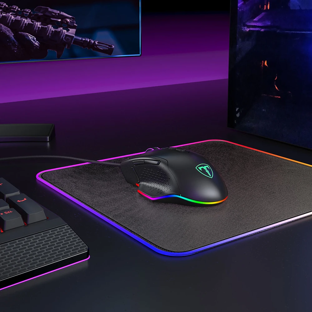 PICTEK PC257 Игровая мышь Проводная 12000 DPI Эргономичная мышь USB с RGB подсветкой 10 программируемых кнопок для компьютерных геймеров Мыши