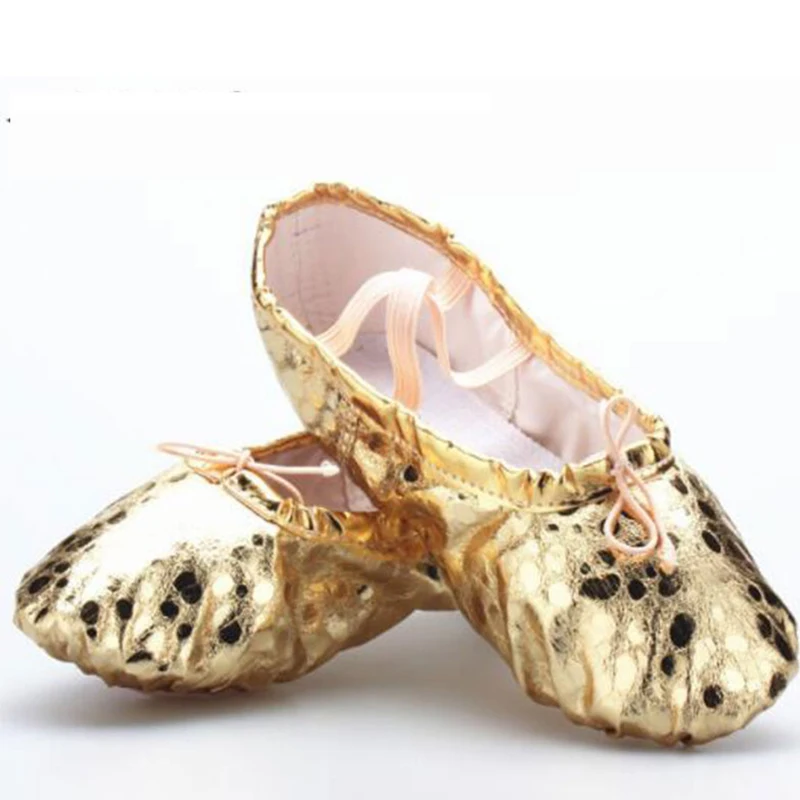 Детские Балетки Танцевальные туфли Цвет серебристый золотистый Обувь для