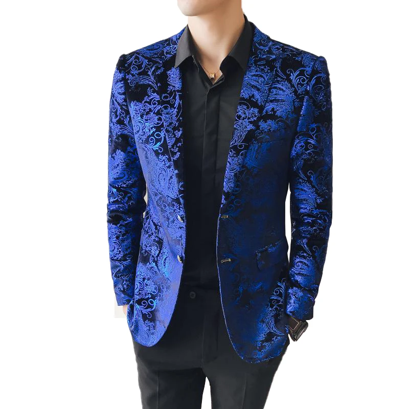 Новинка 2019 Модный повседневный мужской блейзер Boutique Velveteen/мужской синий деловой