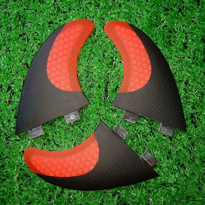 BiLong FCS производительность Ядро PC tri-set доски для серфинга плавники 3-fin G5 Размер carbonfiber surf fin M размер черный+ красный FCS плавники