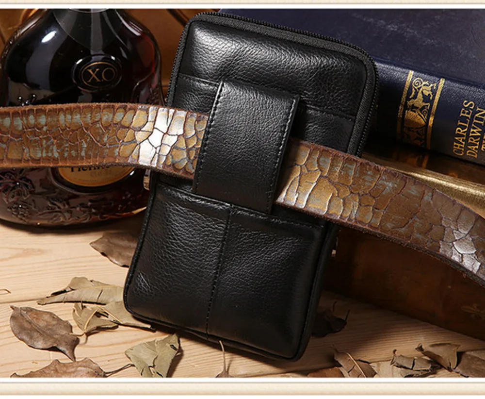 Поясная Сумка из натуральной кожи для мужчин забавный кошелек с маленьким ремнем