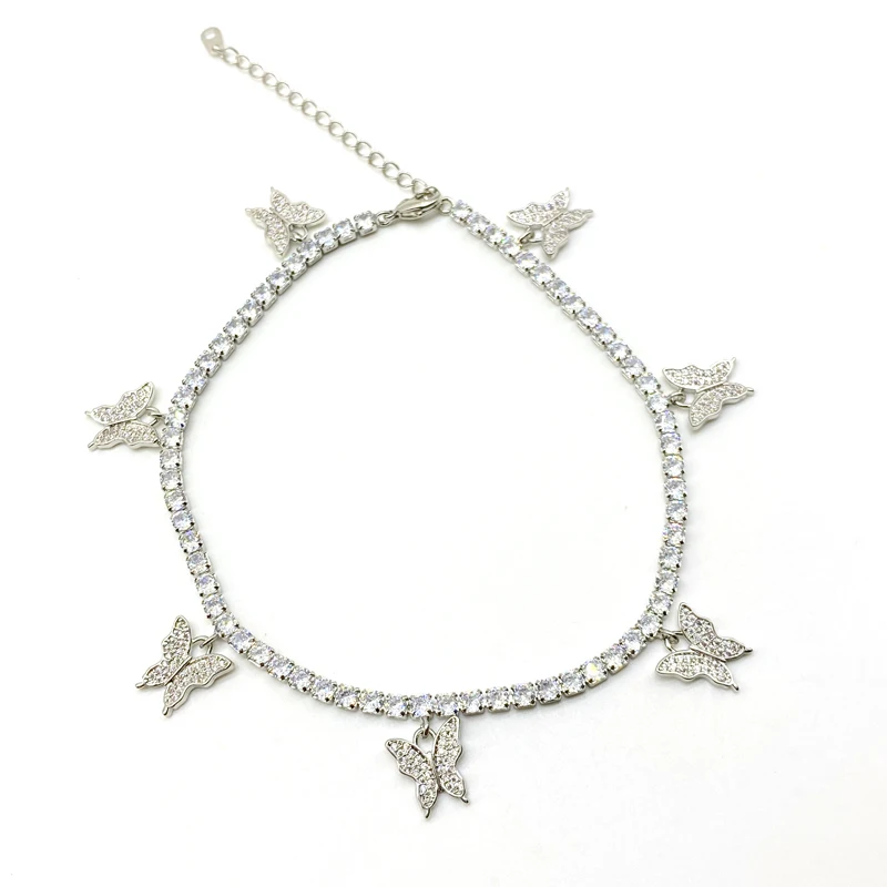 

New Fashion Cubic Zircon Tennis Chain Butterflies Anklets For Women