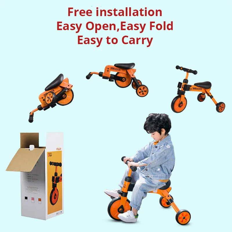 Kiwicool детский легкий трехколесный портативный Скутер Складной велосипед