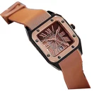 Женские прямоугольные Кварцевые Часы GUOU, с большим циферблатом, с кожаным ремешком