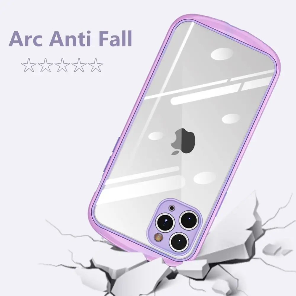 

Colorful Arc Anti Fall Clear Hard Case Cover For iPhone 11 Pro Max 7 8 Plus XS XR XsMax Cell Phone Lens Protection