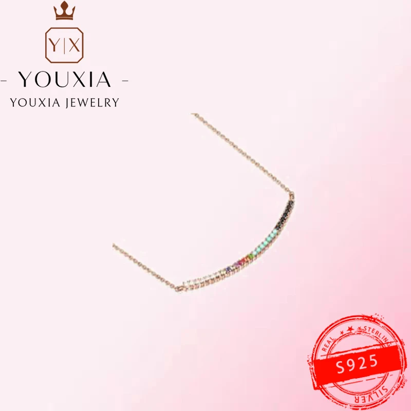 

925 Sterling Silver 1:1 Customized Colorful Long Personality Design Fashion Exquisite Necklace