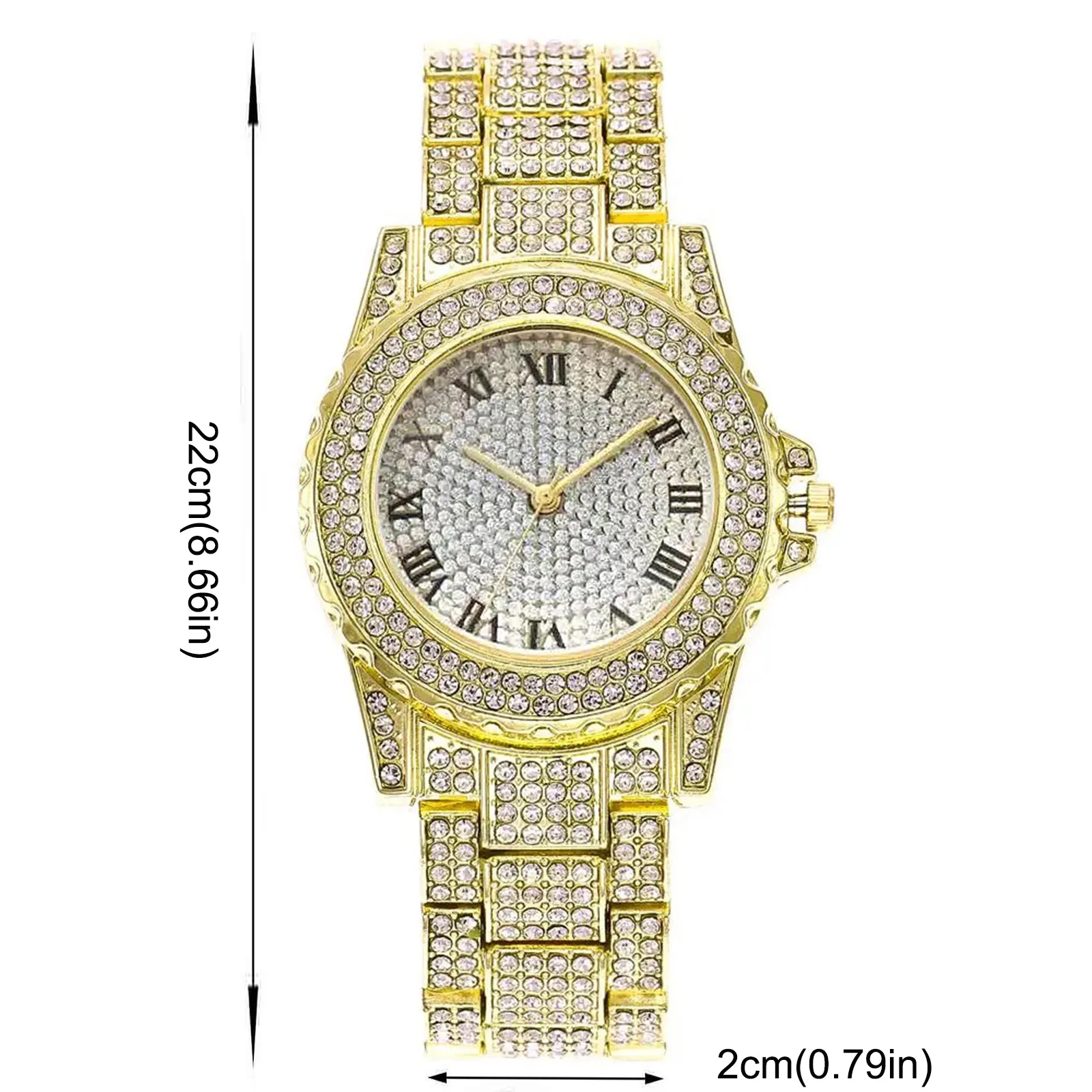

Fashion Luxury Men Women WristWatches Stainless Steel Band Watch Full Of Diamonds Wrist Watch With Calendar reloj hombre