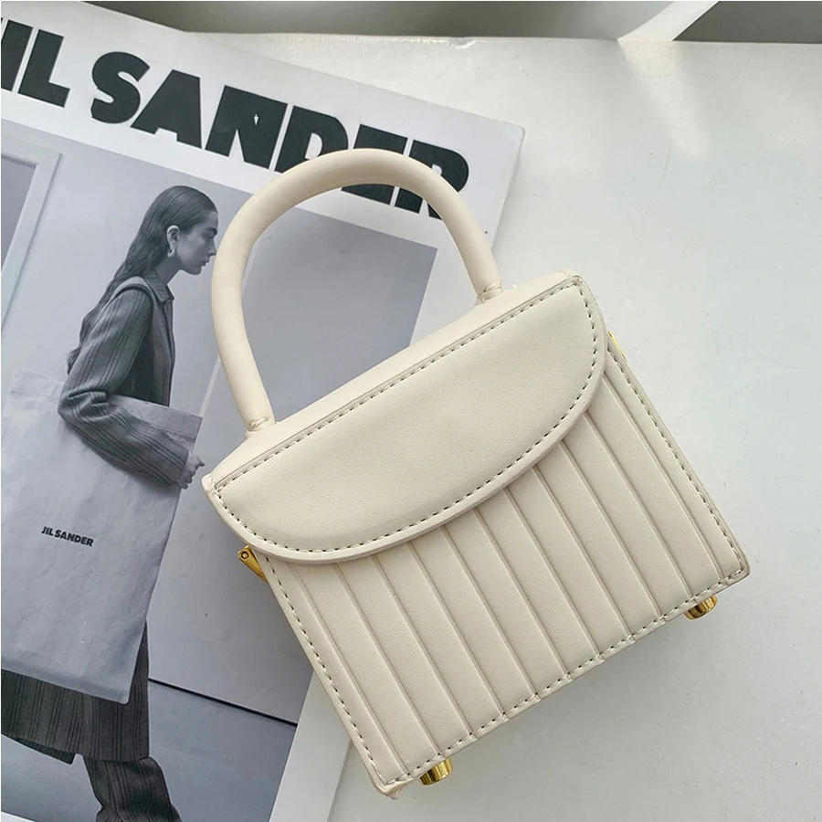 

Diamond Lattice Pu Small Chain Bag Women Solid Shoulder Bag Female Box Square Stripe Crossbody Bag Vintage Luxury Fashion Purse