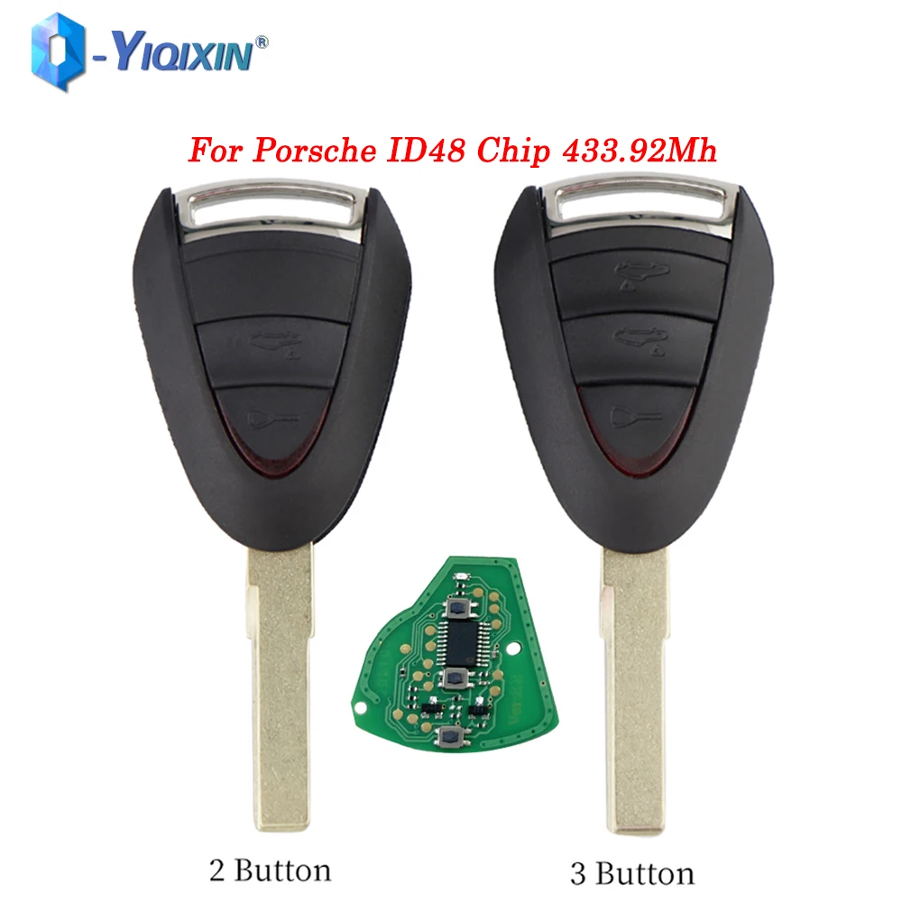 YIQIXIN 2/3 Buttons Smart Remote Car Key For Porsche/Carrera 911 997 Boxster S 2S 4S Turbo 987 996 997 Cayman ID48 Chip 433.92Mh