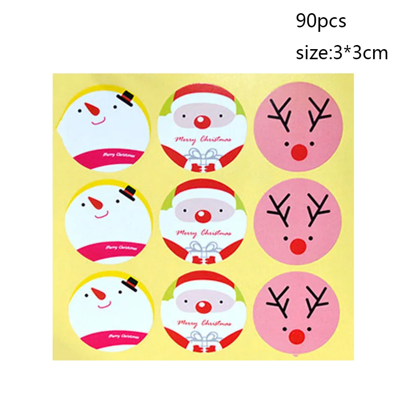 90pcs stickers b Веселые рождественские подарочные сумки Рождественская елка пластиковая упаковочная сумка Снежинка коробка с рождественскими конфетами новогодний спрос среди детей сумка Noel Navidad - Цвет: 90pcs stickers b