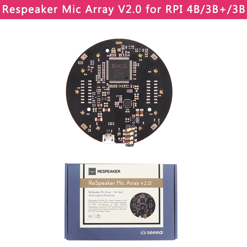 Espeaker Mic массив V2.0 микрофон дальнего поля AI робот интеллектуальная Плата развития распознавания речей для Raspberry Pi 4B/3B