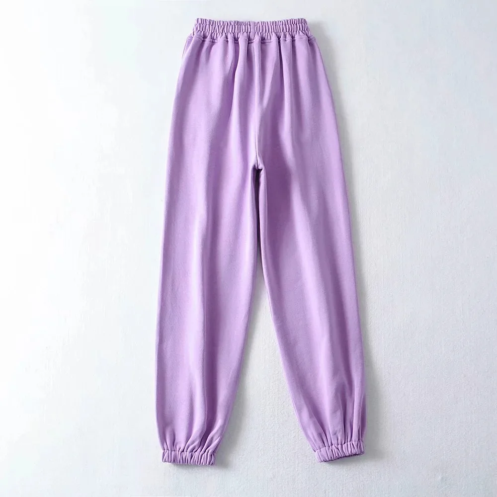 

Korean sweatpants women wide leg pants high waist autumn sweatpants vintage joggers women trousers purple drawstring pants black