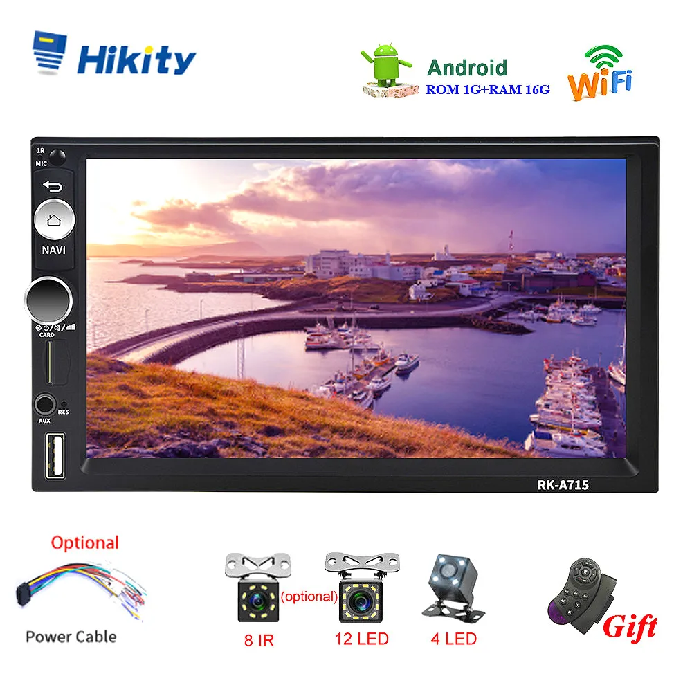 

Автомагнитола Hikity, 2 Din, Android 8,1, 7-дюймовый универсальный автомобильный мультимедийный плеер с GPS, Bluetooth, Wi-Fi, USB, FM, радио MirrorLink