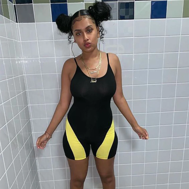 Комбинезон OMSJ женский короткий хлопковый пикантный Ромпер однотонный пляжный