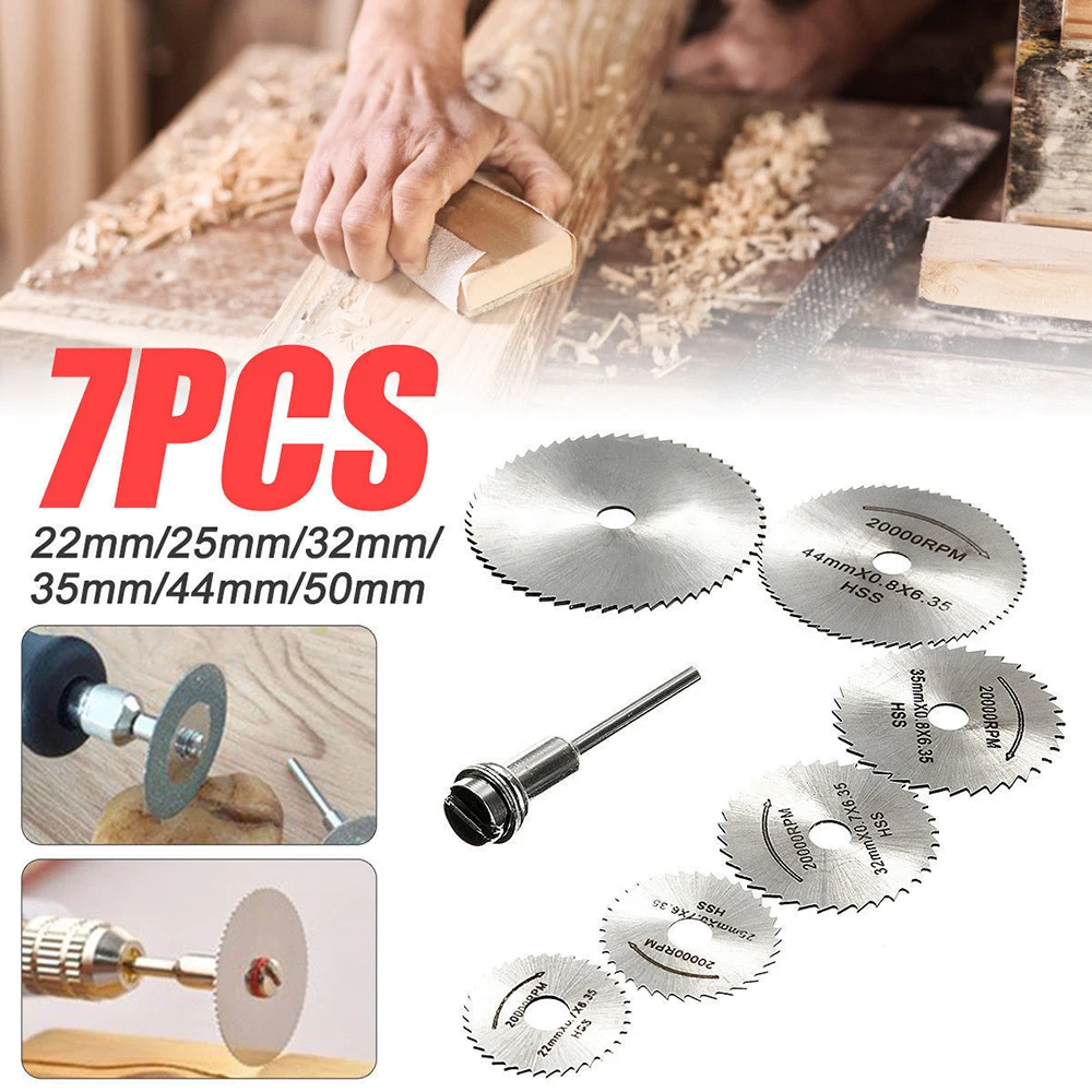 

7pcs Set Mini HSS Circular Saw Blade Rotary Tool For Dremel Metal Cutter Power Tool Set Wood Cutting Discs Drill Mandrel Cutoff