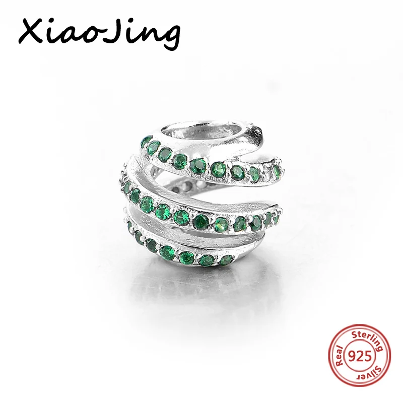 XiaoJing модные кубические циркониевые бусины Подвески Серебро 925 оригинальные