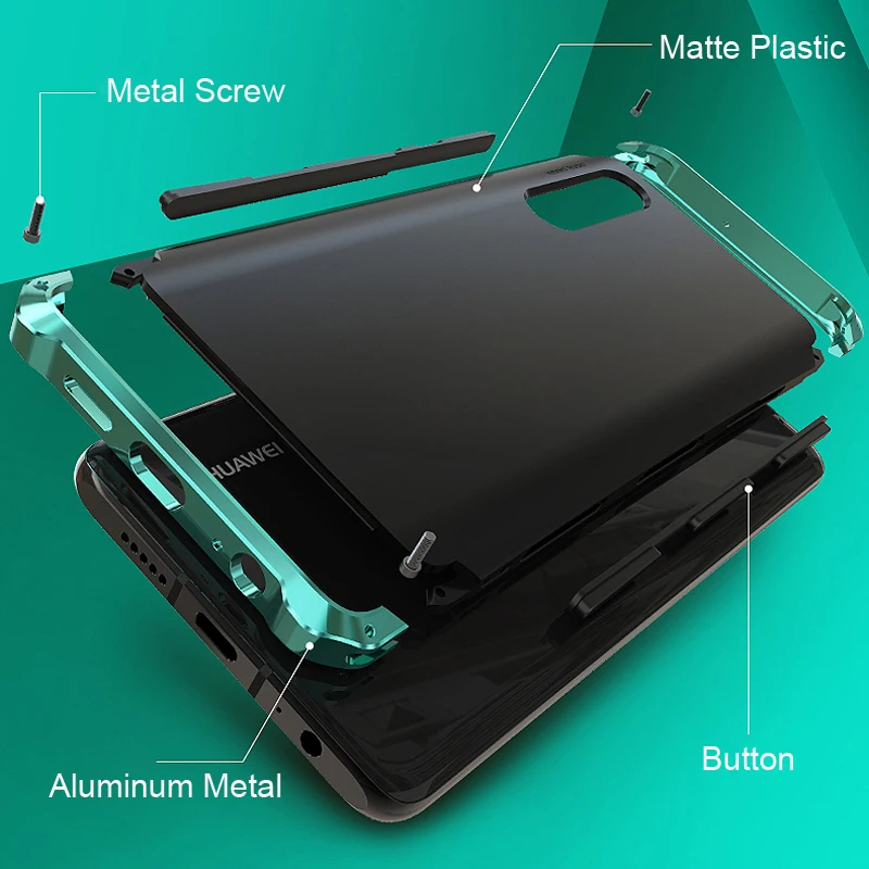 leanonus aluminum metal bumper case for huawei p30 case p30 pro shockproof full cover armor funda for huawei p40 pro case p40 free global shipping