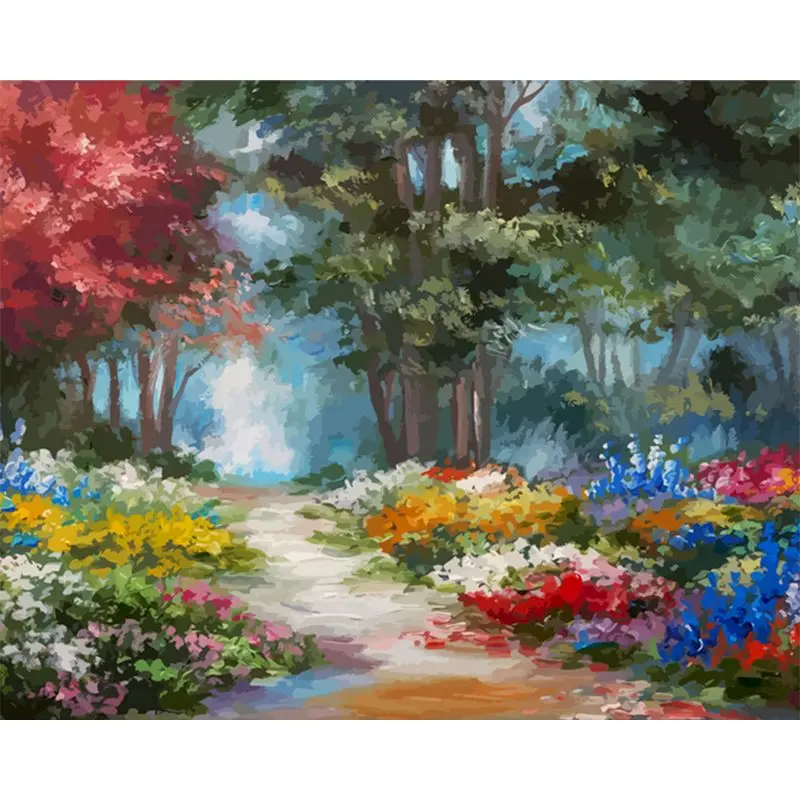 

Paint By Numbers For Adults Flower field Decoration Modern 60x75cm Photo Frames landscape Canvas Handmade Gatyztory Diy Kit