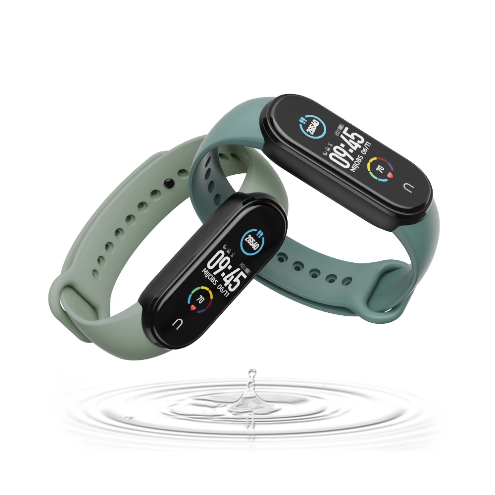 Ремешок силиконовый для Mi Band 6 5 4 3 водонепроницаемый браслет из силикагеля