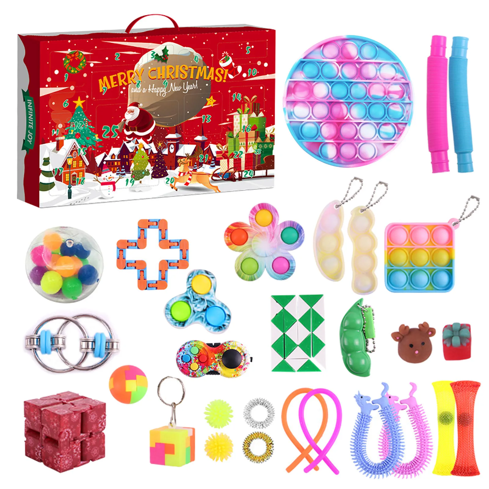 

24 Days/set Fidget Toys Christmas Advent Calendar Pack Anti Stress Toy Kit Stress Relief Figet Toy Blind Box Kids Christmas Gift