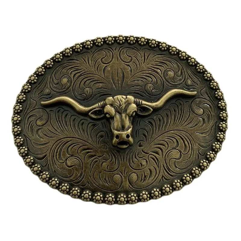Розничная продажа Мужская овальная металлическая кружевная 3D бронзовая пряжка с