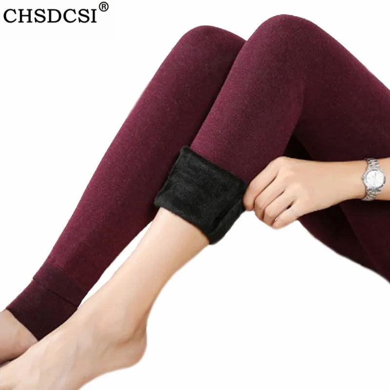 

CHSDCSI Winter Leggings Women's Warm Legging High Waist Pants Sexy Colorful Thick Trousers Velvet Legging Solid Black Legging