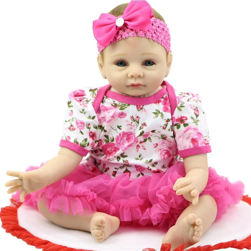 Девочка bebe Кукла reborn menina de silicone 55 см куклы карие глаза реалистичные детские