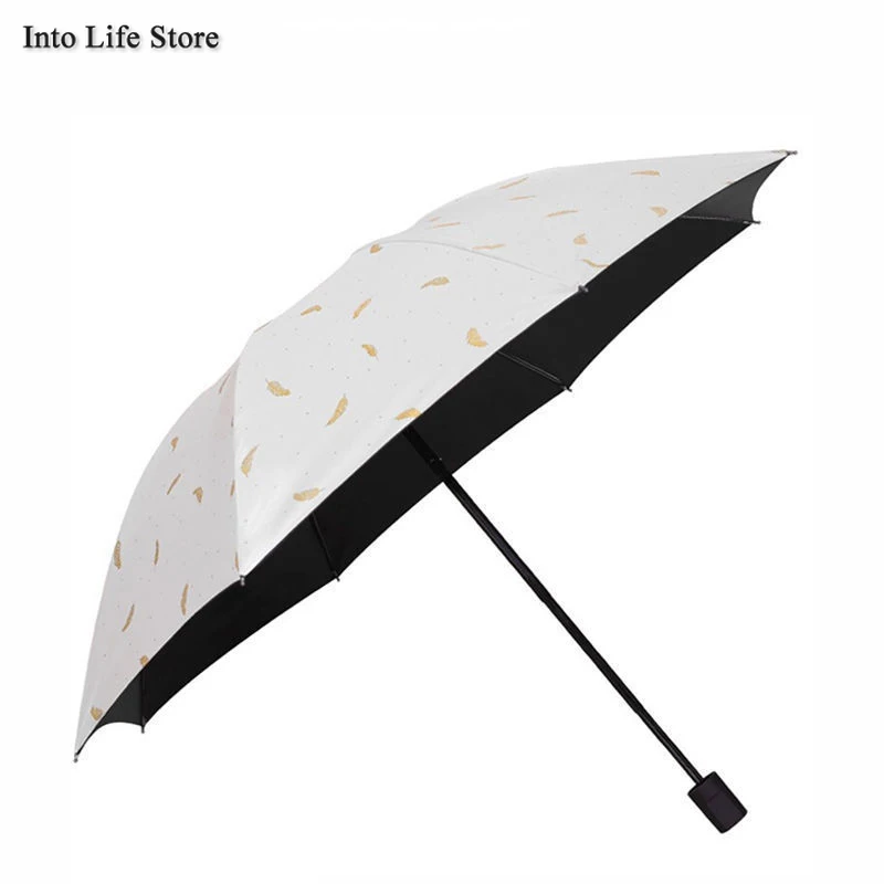 

Feather UV Creative Folding Sun Umbrella Rain Women Japanese Plaid Uv Umbrella for Girls Beach Parasols Kids Gift Ideas UPF50+