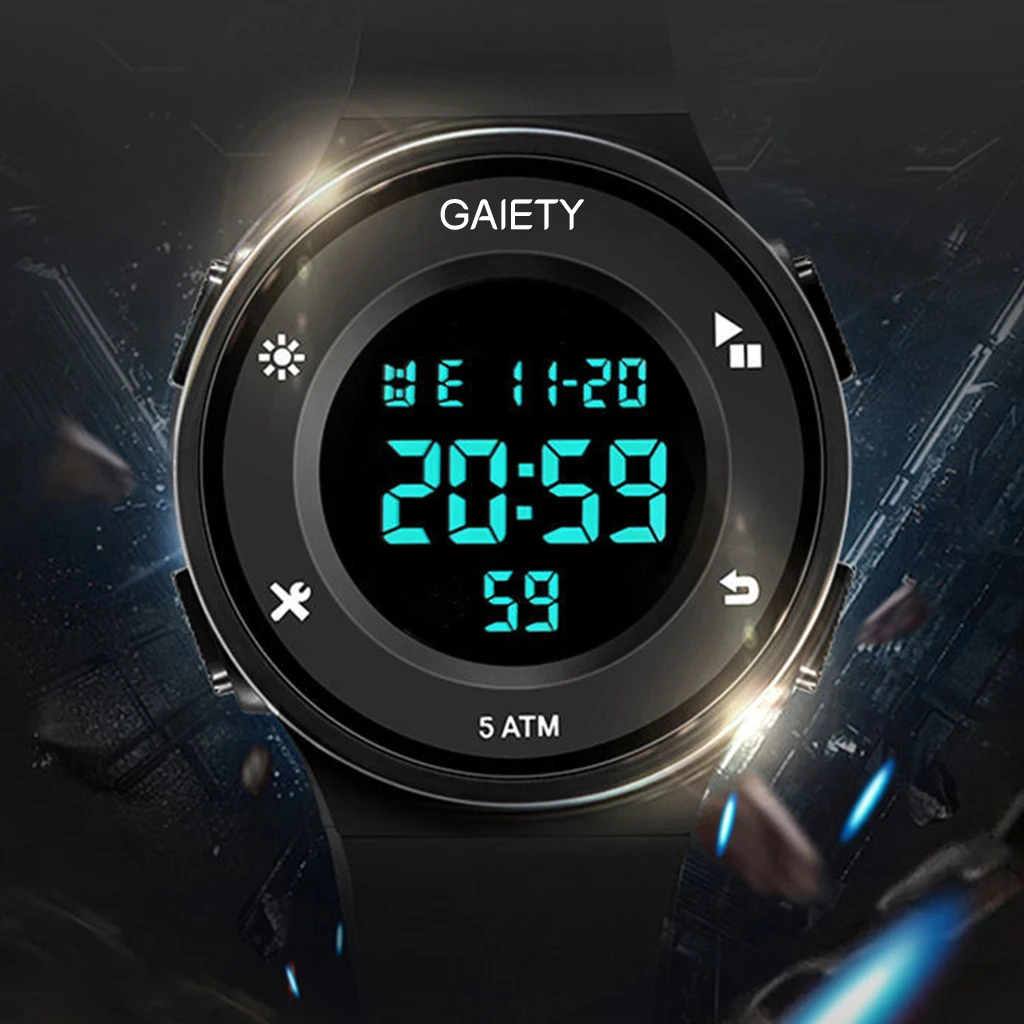 

Для мужчин цифровые часы спортивные кварцевые часы светодиодный Повседневное SiliconeWrist резиновый ремешок для часов часы с датой разных цвето...