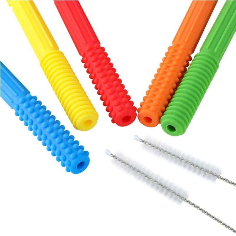 

Kids Silicone Hollow Tube Teether Toy BPA Free Baby Teething Sensory Chew Molar Q1FE