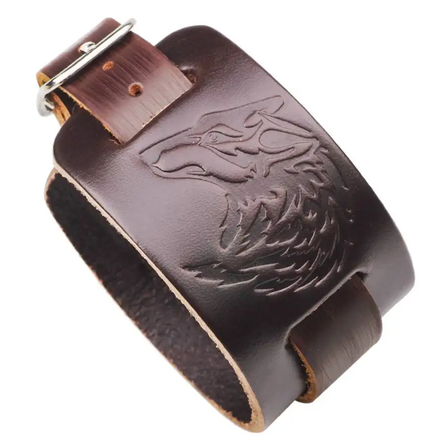 H Brown 29cm Хит, унисекс, очаровательный, широкий, серфер, племенной, обёрточная бумага, кожаный браслет для мужчин и женщин, ювелирное изделие, панк, на запястье, ремешок, манжета, браслет - Окраска металла: H Brown 29cm