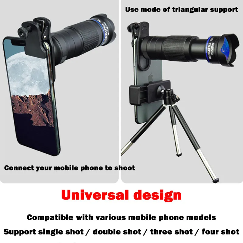 

36X Zoom 4K HD Telephoto Lens BAK4 Telescope Lenes Monocular Clip on for Mobile Cell Phone Camera Zoom Lenses for Smartphone