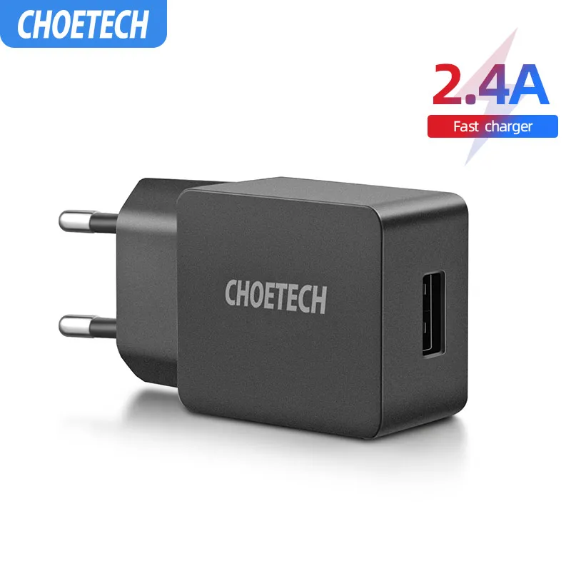 CHOETECH 5V 2.4A USB Зарядное устройство для телефона универсальное дорожное сетевое Зарядное устройство с функцией умной зарядки USB адаптер для samsung S8/S7 EU/US/UK Разъем