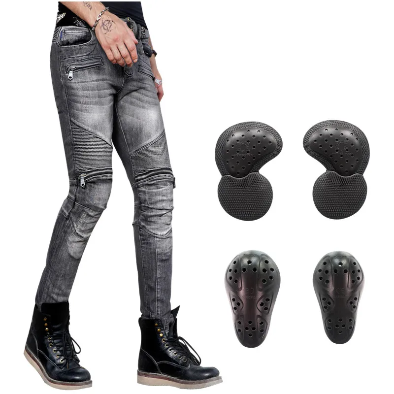 Летние тонкие дышащие мотоциклетные теплые мужские джинсы стрейч на открытом
