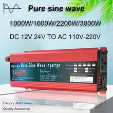 Pure Sine Waveอินเวอร์เตอร์12V/24VถึงAC110V 220V 1000W 2000W 3000Wแรงดันไฟฟ้าหม้อแปลงไฟฟ้าแปลงอินเวอร์เตอร์พลังงานแสงอา...