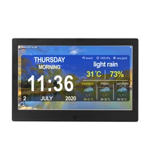 Digital-Calendar-Alarm With 10 Inch Large Screen Wall Mounted Or Desk-Clock For The Aged Seniors/Dementia, Black Metal Matte