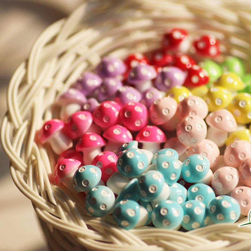 10Pcs Natural Resin Mushroom Toadstool Miniature Fairy Terrarium Figurine For Garden Ornament Decor Crafts 15x12mm - купить по