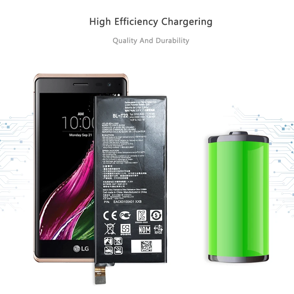 Мощный точный контакт BL T22 2050 мАч аккумулятор мобильного телефона для LG Zero H650 H650E