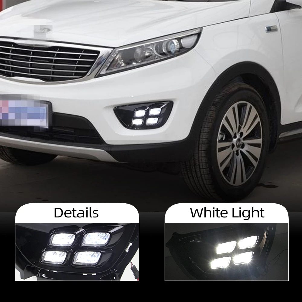 Автомобильные мигающие дневные ходовые огни для Kia Sportage R 2014 2015 дневсветильник