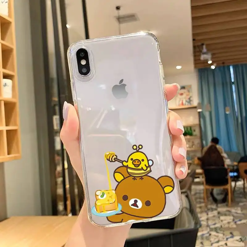 Милый чехол Rilakkumas для телефона iPhone 11 12 Mini 13 Pro XS Max X 8 7 6s Plus 5 SE XR прозрачный |