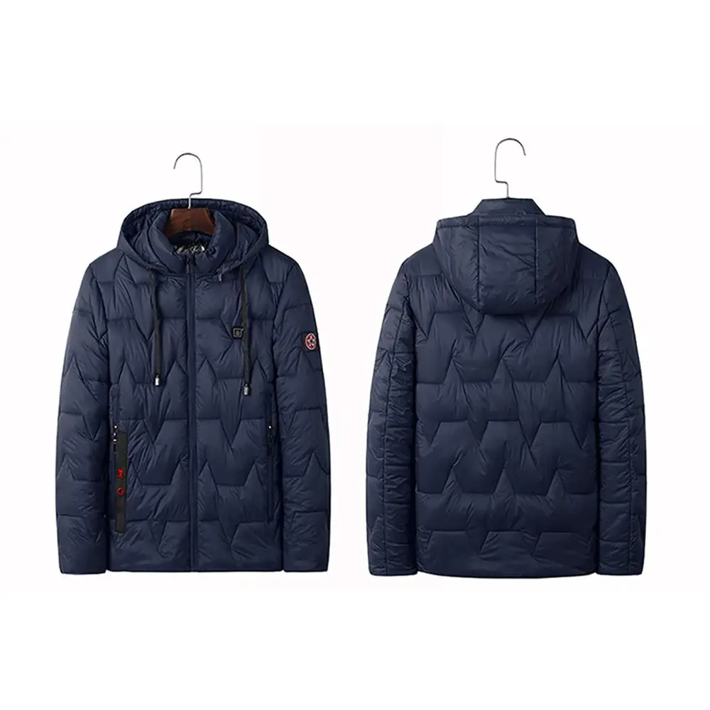 Men USB Electric Heated Coat Jacket 8 Hours Heating Hooded Jacket Long Sleeves Winter Warm Clothing Thermostat Hooded Waterproof