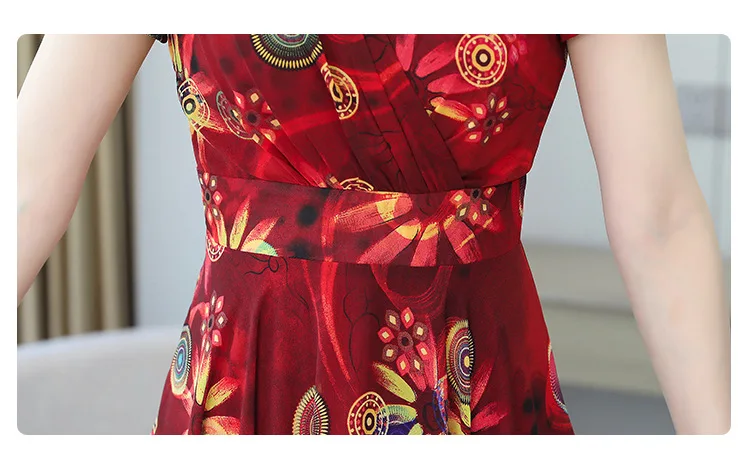 

Chiffon floral dress female summer 2021 new Korean version large size temperament big pendulum slim waist slim waist