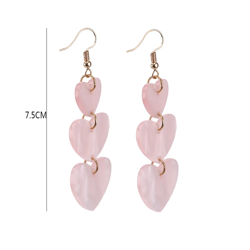 

Hot Style Lovely Girl Pink Heart Earrings Love Long Tassel Korean Acrylic Earrings Personality Joker Earrings